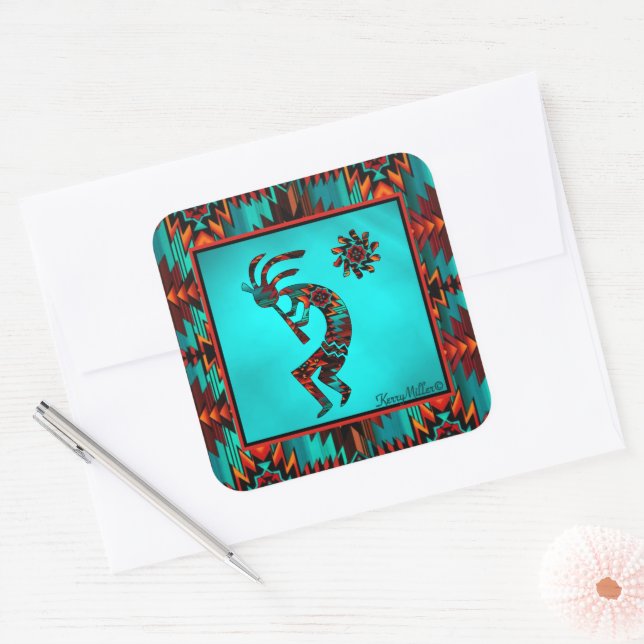 Southwest Kokopelli Quadratischer Aufkleber (Umschlag)