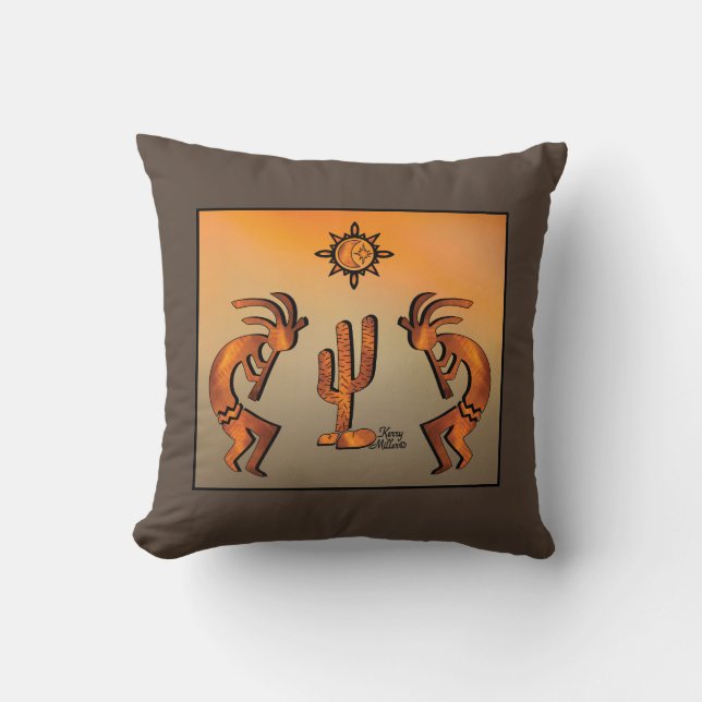 Southwest Kokopelli Throw Pillow Kissen (Vorderseite)