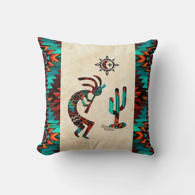 Southwest Kokopelli Throw Pillow Kissen (Vorderseite)