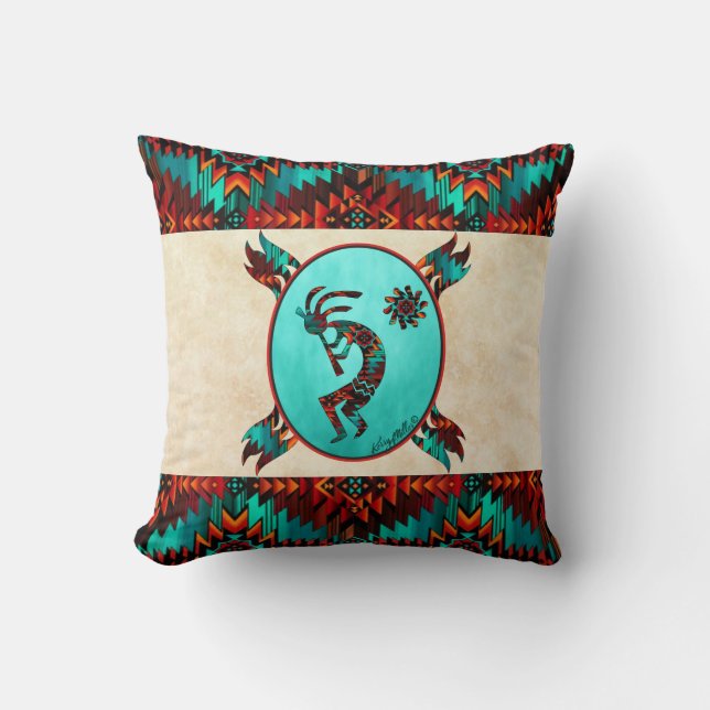 Southwest Kokopelli Throw Pillow Kissen (Vorderseite)