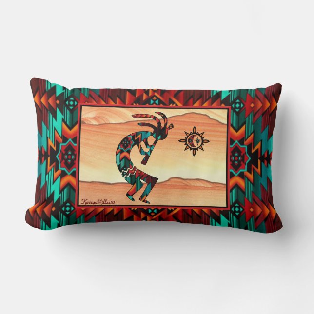 Southwest Kokopelli Throw Pillow Lendenkissen (Vorderseite)