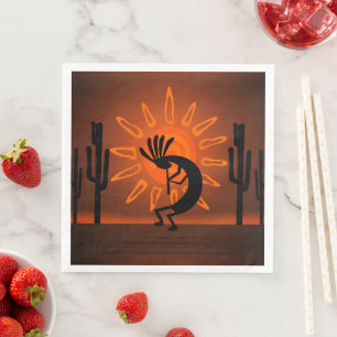 Southwest Kokopelli Wüste Sunset Brown Serviette