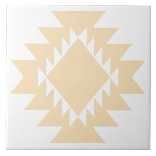 Southwest Native American Geometric White und Tan Fliese