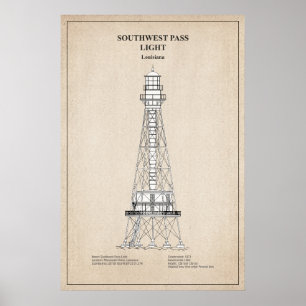 Southwest Pass Leuchtturm - Louisiana - SBD Poster