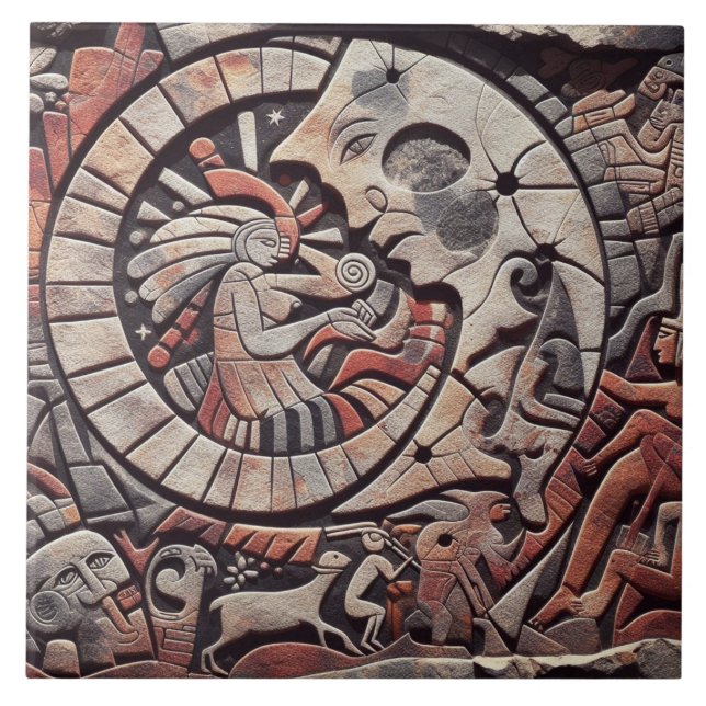Southwest Petroglyph Design | Mond und Tänzer Fliese (Vorderseite)