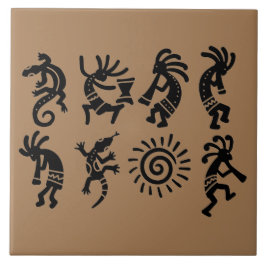 Southwest Petroglyph Kokopelli Brown Fliese