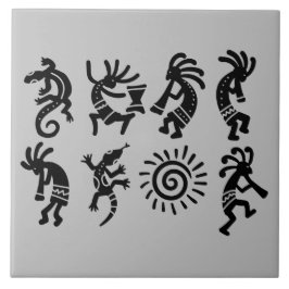 Southwest Petroglyph Kokopelli Gray Fliese