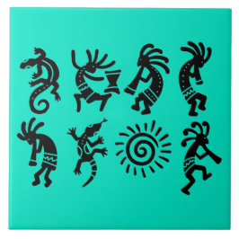 Southwest Petroglyph Kokopelli Turquoise Fliese