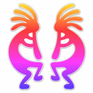Southwest Rainbow Ombre Kokopelli Silhouette Aufkleber