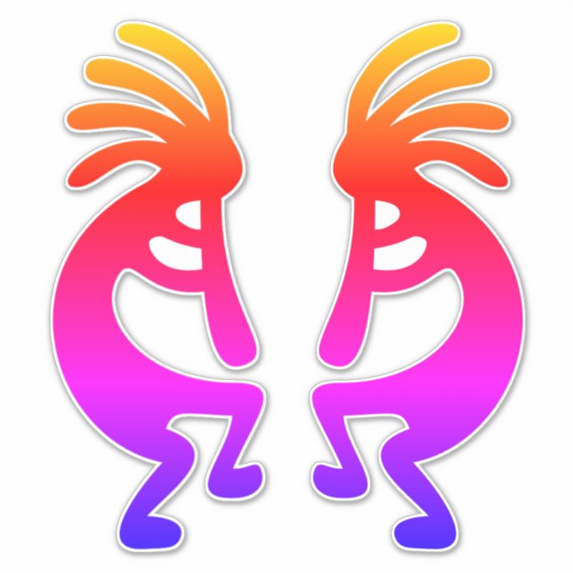 Southwest Rainbow Ombre Kokopelli Silhouette Aufkleber (Vorderseite)