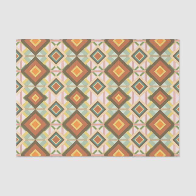 Southwest Retro Pop Art Diamanten Muster Seidenpapier (Vorderseite)