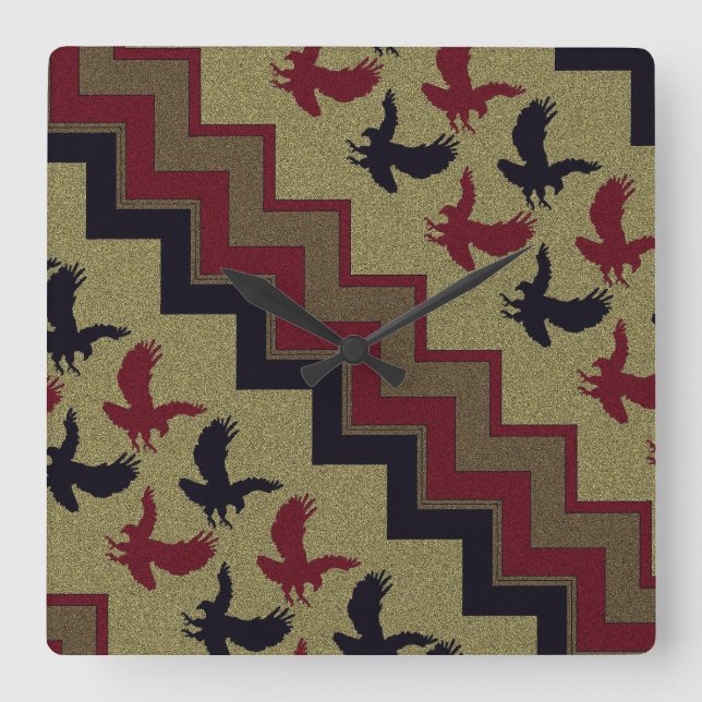 Southwest Retro Quadratische Wanduhr (Vorderseite)