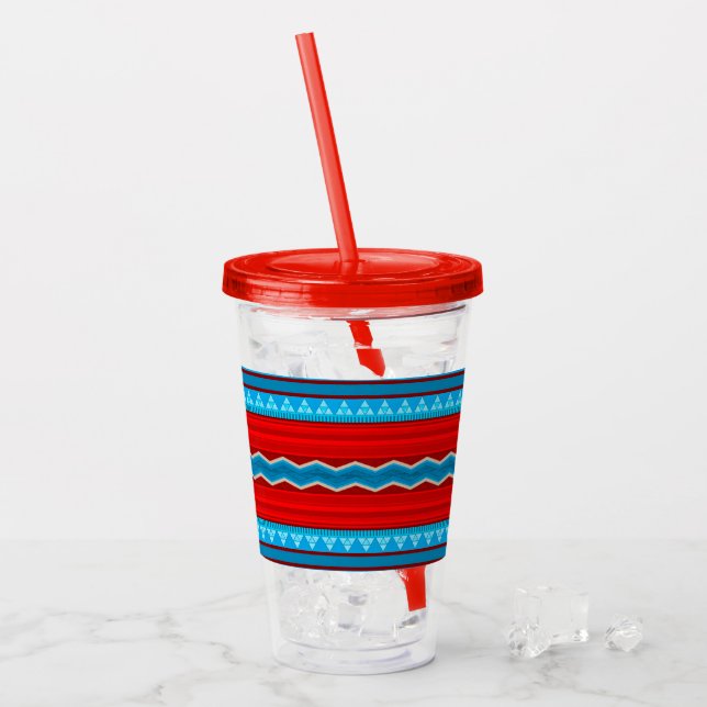 Southwest River Canyon Geometric Red Turquoise Acryltrinkbecher (Vorderseite Ice)