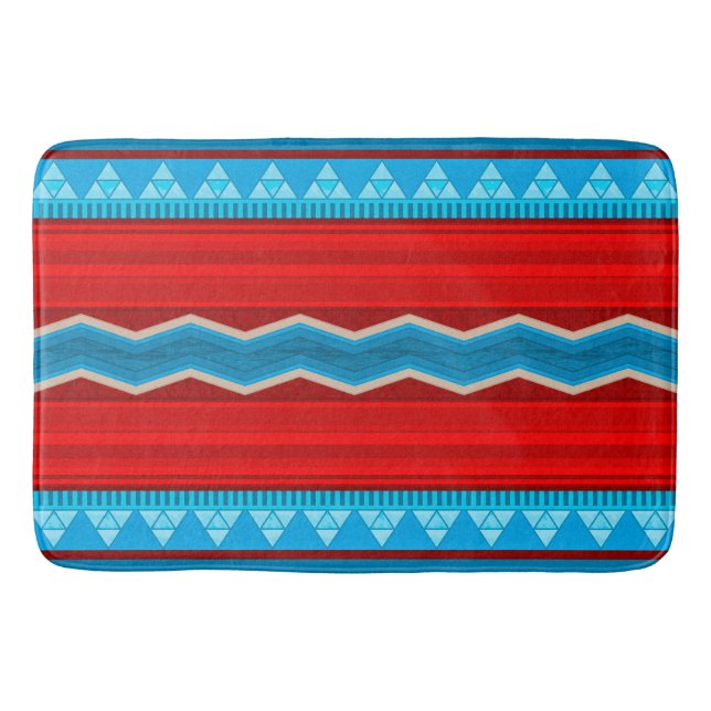 Southwest River Canyon Geometric Red Turquoise Badematte (Vorderseite)