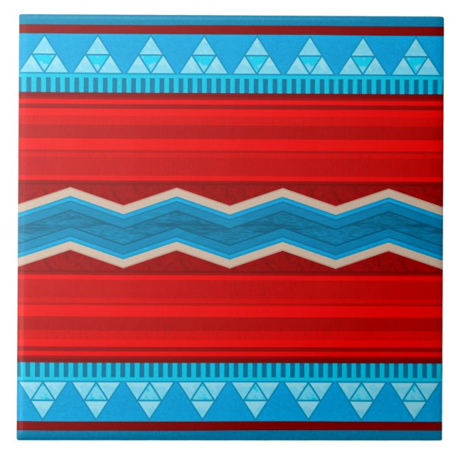 Southwest River Canyon Geometric Red Turquoise Fliese (Vorderseite)