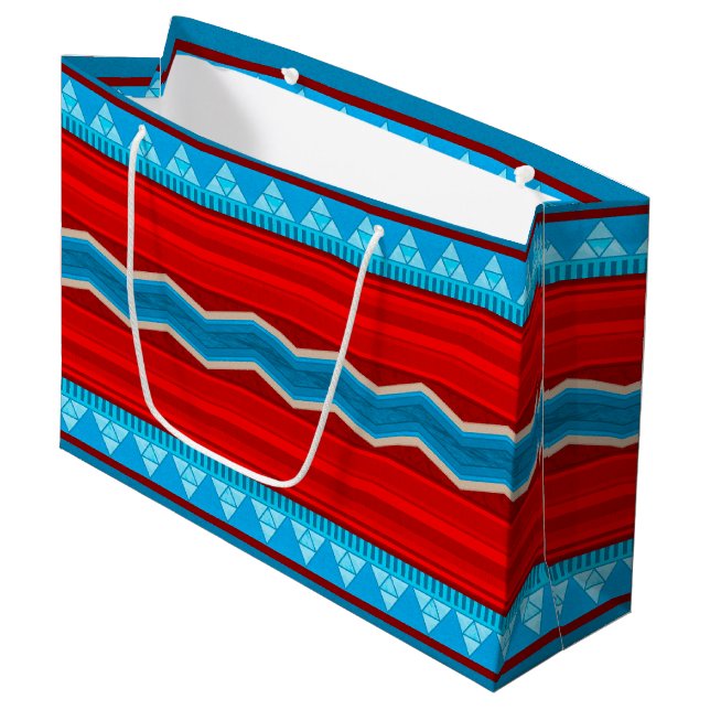 Southwest River Canyon Geometric Red Turquoise Große Geschenktüte (Vorderseite Schrägansicht)