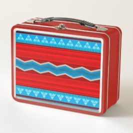 Southwest River Canyon Geometric Red Turquoise Metall Brotdose