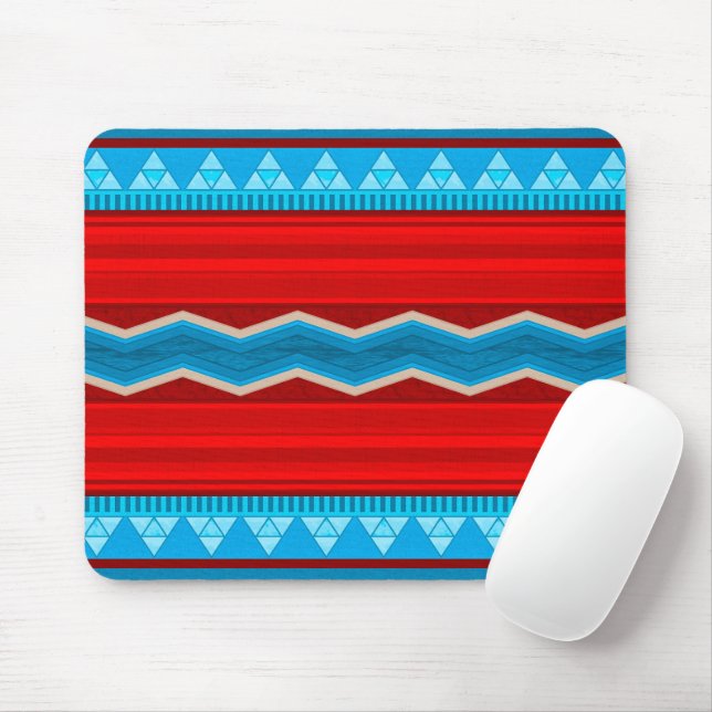 Southwest River Canyon Geometric Red Turquoise Mousepad (Mit Mouse)
