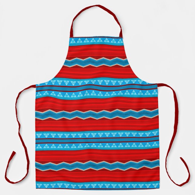 Southwest River Canyon Geometric Red Turquoise Schürze (Vorderseite)