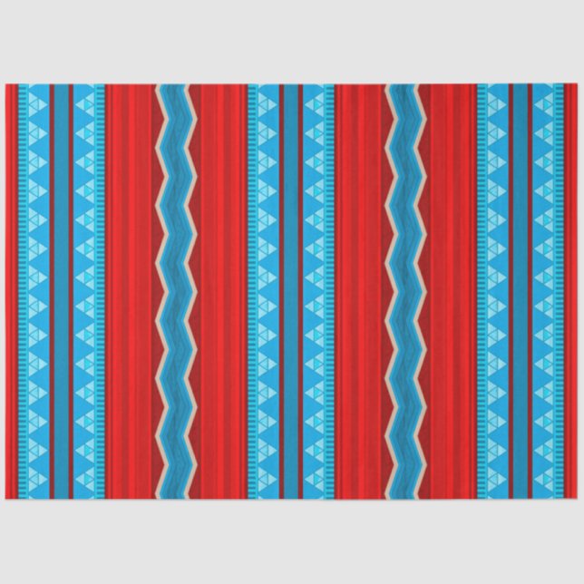 Southwest River Canyon Geometric Red Turquoise Seidenpapier (Vorderseite)