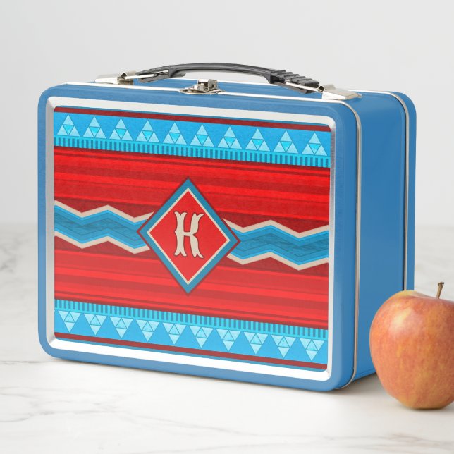 Southwest River Canyon Red Turquoise Monogrammed Metall Brotdose (Beispiel)