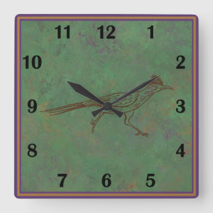 Southwest Roadrunner Beifuß Grün Regular Quadratische Wanduhr
