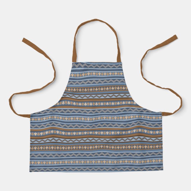 Southwest Style Blue & Tan Geometric Design Klein Schürze (Vorderseite)