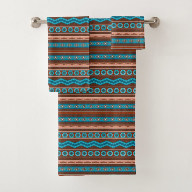 Southwest Style Geometric Cameron Gorge Design Badhandtuch Set (Insitu)