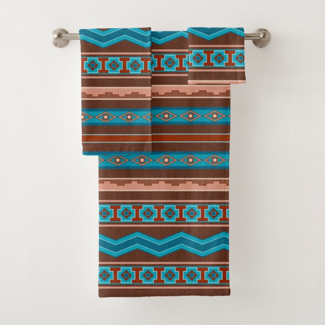 Southwest Style Geometric Cameron Gorge Design Badhandtuch Set (Insitu)