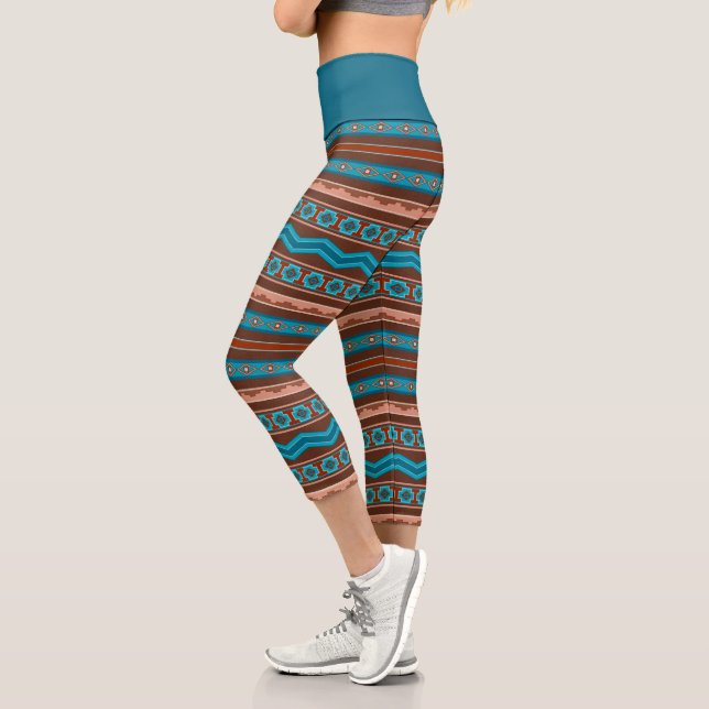 Southwest Style Geometric Cameron Gorge Design Capri Leggings (Links)