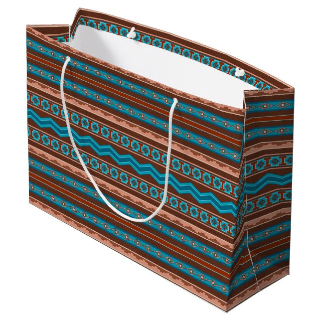 Southwest Style Geometric Cameron Gorge Design Große Geschenktüte (Rückseite Schrägansicht)