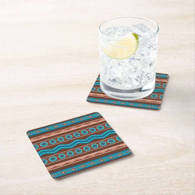 Southwest Style Geometric Cameron Gorge Design Rechteckiger Pappuntersetzer (Vor Ort)
