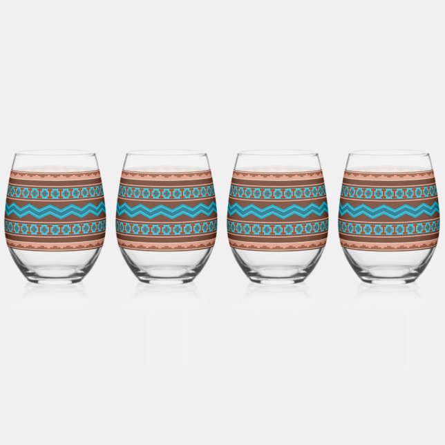 Southwest Style Geometric Cameron Gorge Design Weinglas Ohne Stiel (Vorderseite)