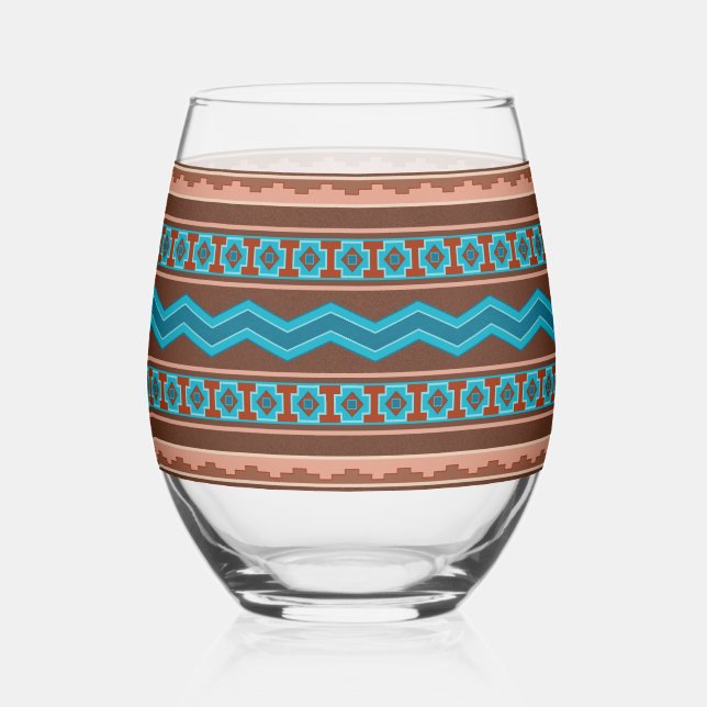 Southwest Style Geometric Cameron Gorge Design Weinglas Ohne Stiel (Vorderseite)