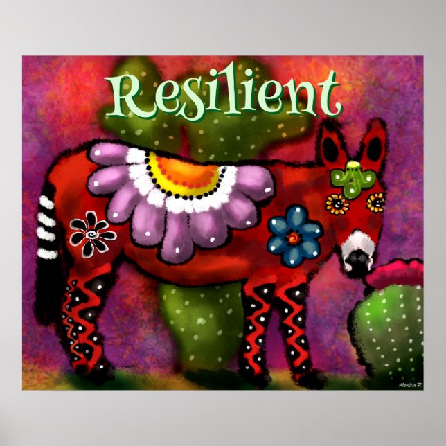 Southwest Talavera-Style Donkey Personalized Poster (Vorne)