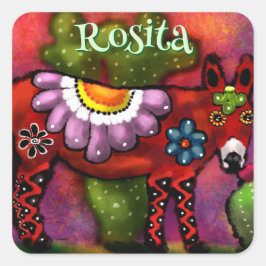 Southwest Talavera-Style Donkey Personalized Quadratischer Aufkleber
