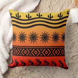 Southwest Tribal Desert Sun Cactus Kokopelli Kissen