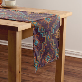 Southwest Tribal Gold Turquoise Dark Purple Mittelgroßer Tischläufer