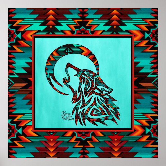 Southwest Tribal Wolf Poster (Vorne)