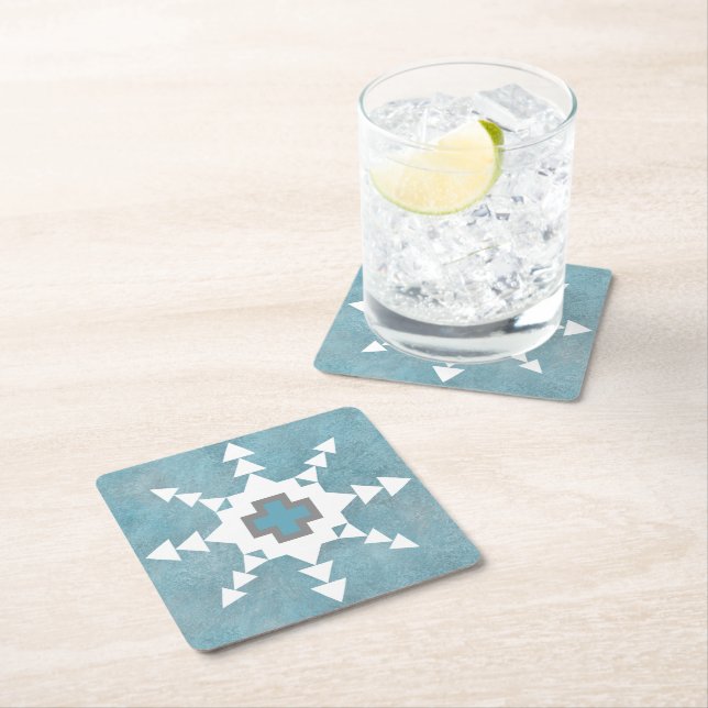 Southwest Winter Geometric Snowflake Design Rechteckiger Pappuntersetzer (Vor Ort)