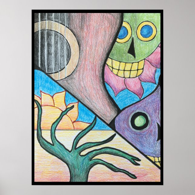 Southwest Wüste Skull Folk Art Poster (Vorne)