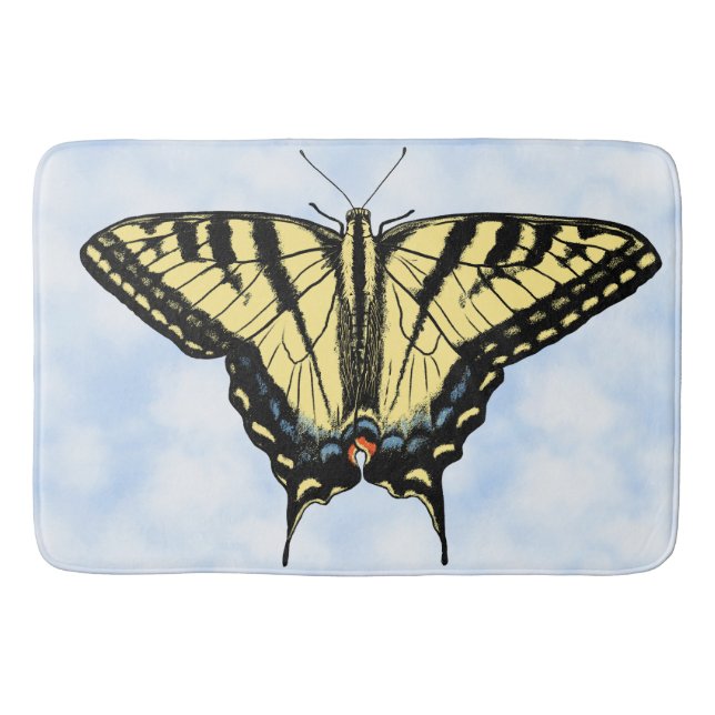 Southwest Yellow Swallowtail Butterfly Blue Sky Badematte (Vorderseite)