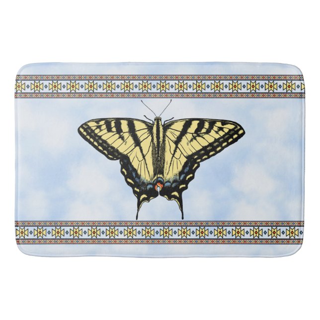 Southwest Yellow Swallowtail Butterfly Blue Sky Badematte (Vorderseite)