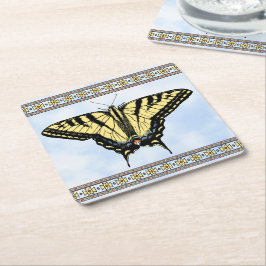 Southwest Yellow Swallowtail Butterfly Blue Sky Rechteckiger Pappuntersetzer