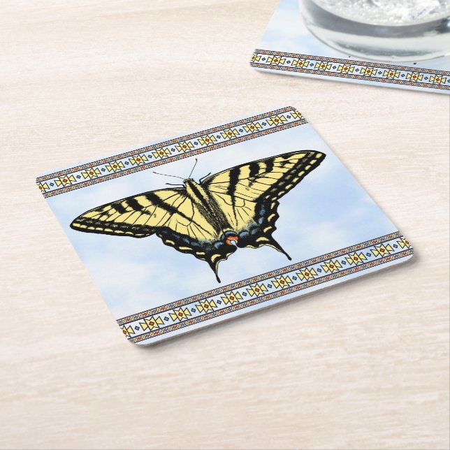 Southwest Yellow Swallowtail Butterfly Blue Sky Rechteckiger Pappuntersetzer (angewinkelt)