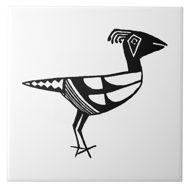 Southwestern Art Ancient Mimbres Pottery Bird Fliese (Vorderseite)