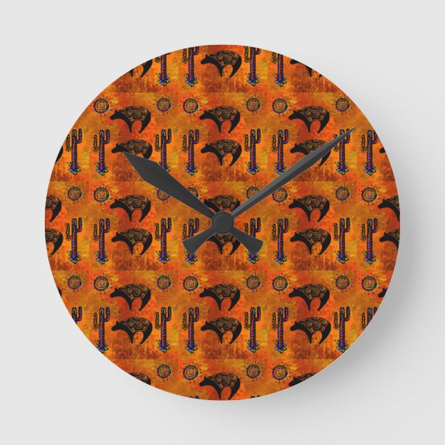 Southwestern Béart Runde Wanduhr (Vorderseite)