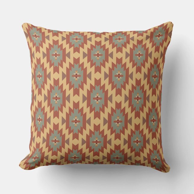 Southwestern Beauty | Aqua und Gold Kissen (Vorderseite)