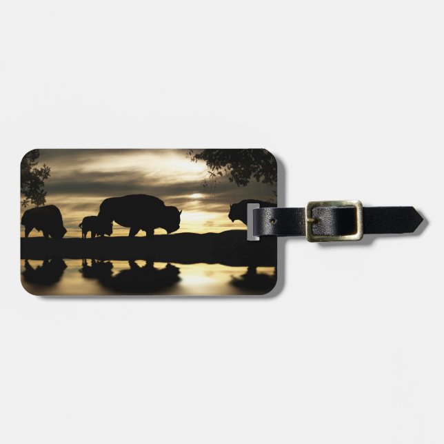 Southwestern Buffalo Bison Wildlife Luggage Tag Gepäckanhänger (Vorderseite horizontal)