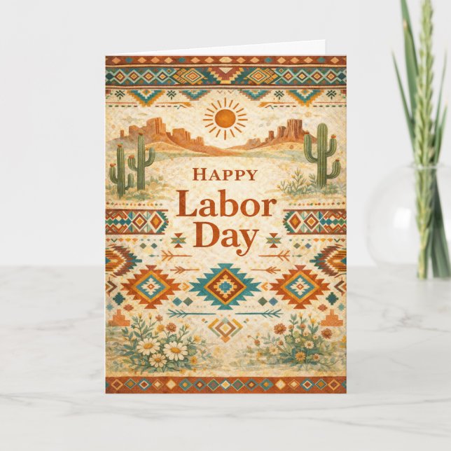 Southwestern Desert Happy Labor Day Karte (Vorderseite)